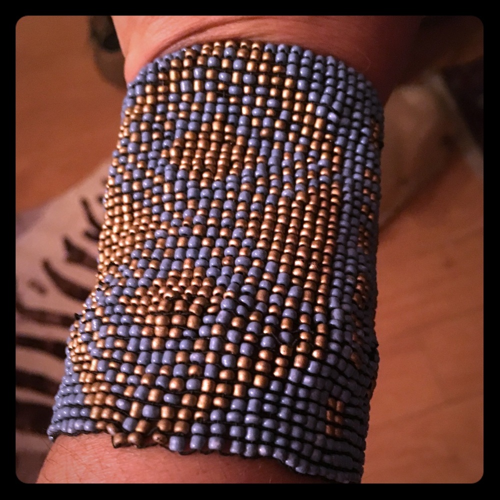 Beautiful Vintage Hand Made Beaded Cuff Bracelet